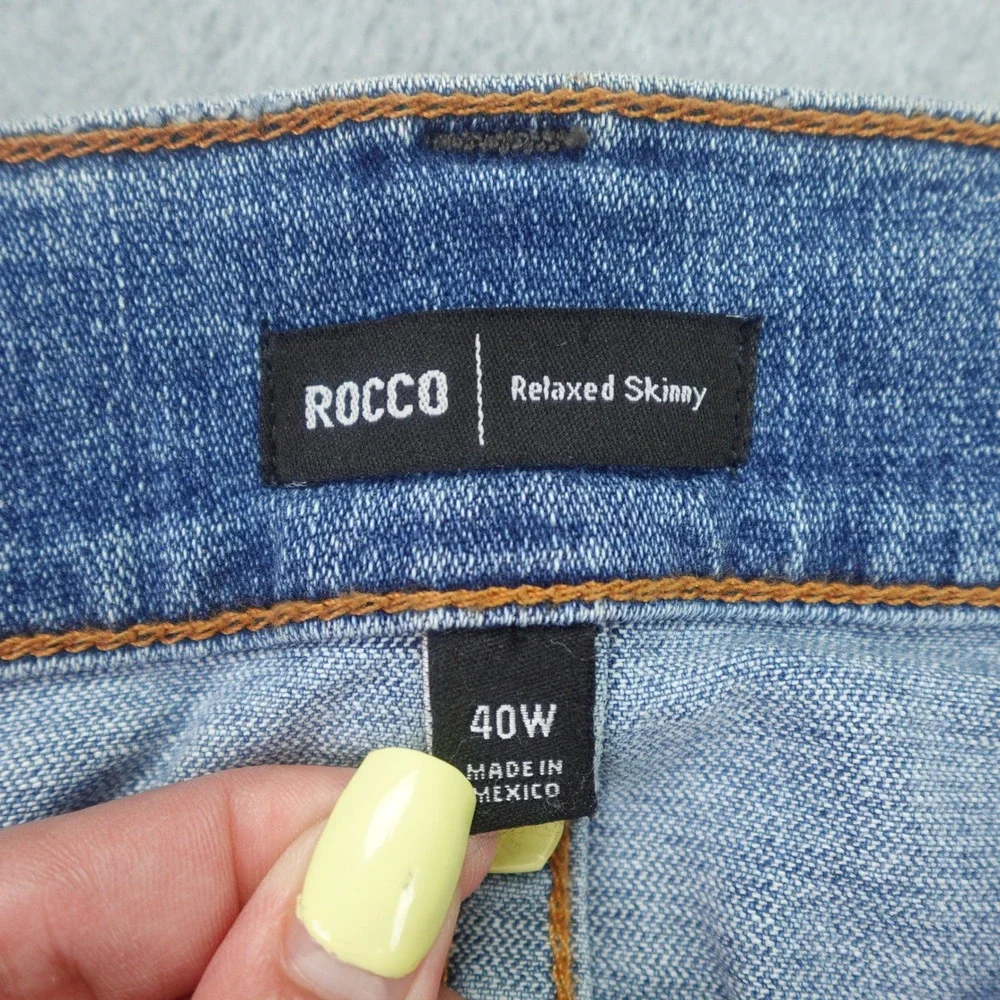 True Religion Jeans Mens 40 Blue Distressed Rocco Relaxed Skinny Pony Express